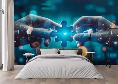 Futuristic Integration Transforming Business Strategy with Change Management Frameworks through Dynamic Technology-Human Collaboration Wall mural