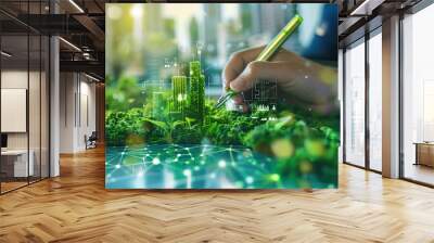 Green City Development Concept on Digital Tablet Wall mural