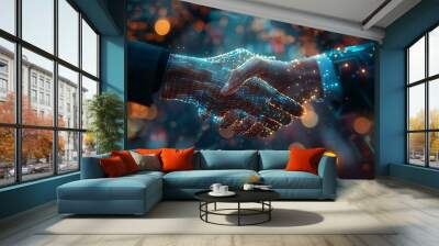 Leadership in Transition: Embracing AI Technology through Holographic Handshake Wall mural