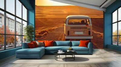 Scenic Canyon Road Trip, Sunset Van Adventure into Nature, Embracing Freedom Wall mural