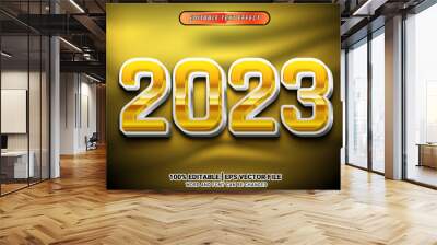 2023 3d gold text effect template design new year Wall mural