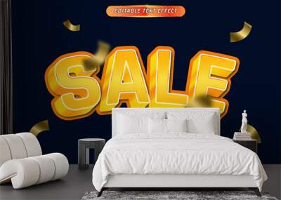 Sale shiny gold orange 3d text effect editable template design promotion advertising element Wall mural