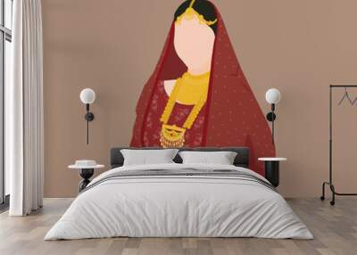  Arabic Girl wearingTraditional Omani dress with Indian jewelry and gold Wall mural