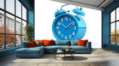 blue color alarm clock isolated on white background Wall mural