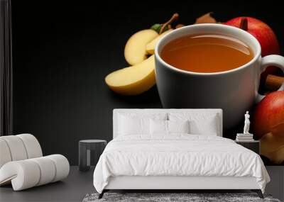 cup of hot cidar isolated on black background Wall mural