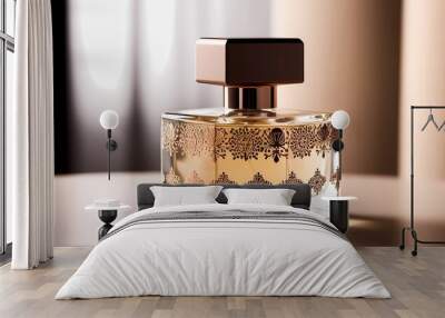 Elegant Perfume Bottle with Gold Detailing
 Wall mural