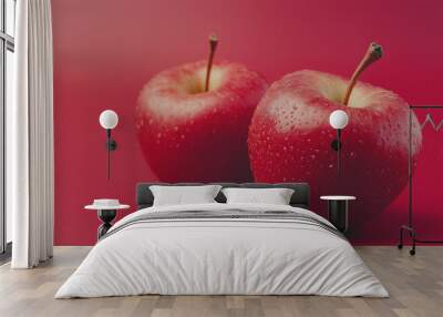 red apples on red background Wall mural