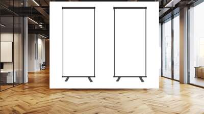 Roll up banner stand isolated on transparent background.Creative vector illustration of empty roll up banners with paper canvas texture isolated on transparent background. Wall mural