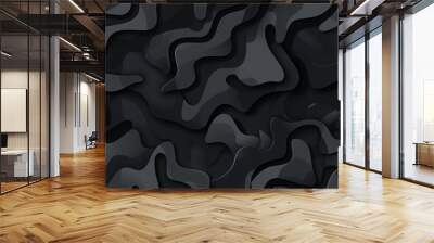 Seamless black and dark gray camouflaged abstract patterns wallpaper vector background Wall mural