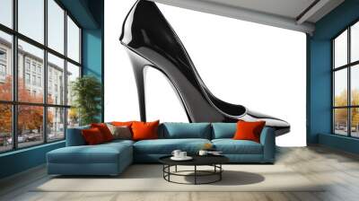 black female shoes - High-heeled shoe isolated on transparent background  Wall mural