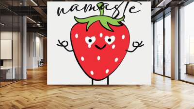 Summer fruit namaste slogan yoga illustration print - Graphic cartoon text vector pattern for kids girl tee  t shirt and sticker
 Wall mural