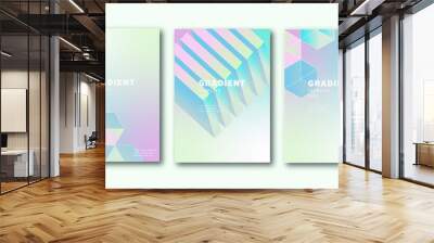 Minimal geometric shapes cover or poster  set with holographic fluid Wall mural