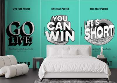 Modern Spiral text effect poster design template 3D Text Effect Mockup /full editable text	
 Wall mural