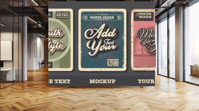 Retro, vintage text effect, Poster set editable 70s and 80s text style, full editable.
 Wall mural