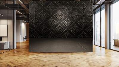 dark room interior with floor, dark room with a wall, dark room interior Wall mural