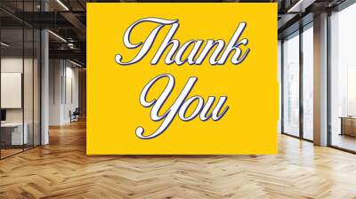 Thank you banner design on a yellow background Wall mural