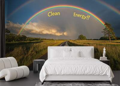 Rainbow Over Country Road Wall mural