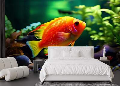 Vibrant Aquatic Fantasia: Random Colorful Wallpaper with 3D Designs Wall mural