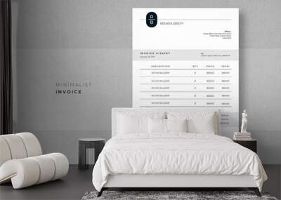 Minimalist Invoice

Easy to edit and customise, with a single page invoice design,
- A4 Size 
- Print Ready
- 300 DPI
- Easy to Use
- Free Font Used Wall mural