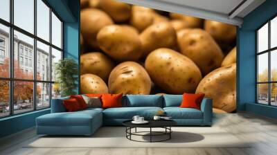 close up of fresh potato with beautiful colors. Farm crops of fresh and organic fruits and vegetables. Healthy food for a healthy life Wall mural