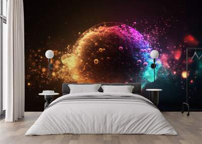 glowing particles wallpaper Abstract communication technology background Wall mural