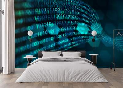 abstract binary code ai technology coding background Artificial intelligence binary code technology background digital code abstract background data transmission and data flow code concept  Wall mural