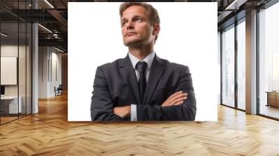 A Striking Portrait of a Confident Businessman with Aspirations and Style Wall mural