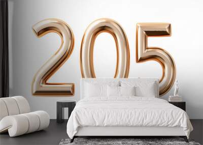 Shiny gold numerals '205' on a dark background, ideal for luxury branding and exclusive event themes Wall mural