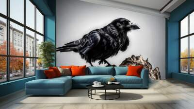 raven on the fence Wall mural