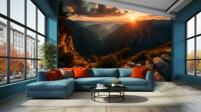 sunrise over the mountains Wall mural