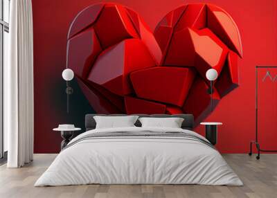 valentine red heart shaped box, generative ai Wall mural