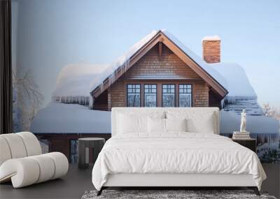 Snow-kissed house, a winter wonderland Wall mural