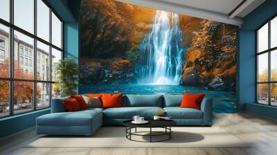 Experience captivating beauty of a waterfall through this stunning vid Wall mural