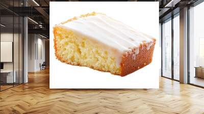 A delicious slice of cake with a smooth icing on top, perfect for dessert lovers and special occasions. Wall mural