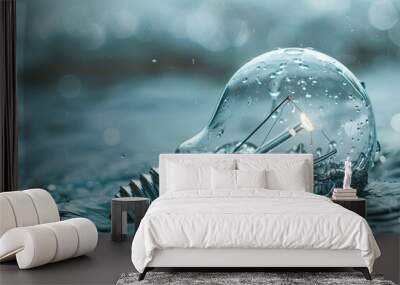 A symbolic picture of a lightbulb filled with clear water ideas for saving our planet Wall mural