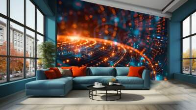 Abstract background illustrating futuristic technology in a Documentary Photography style Wall mural