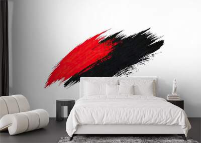 An artistic brush stroke featuring bold colors of red and black, perfect for creative projects and modern designs. Wall mural