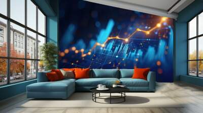 Business digital graph chart in stock trade market. Growth investment Wall mural