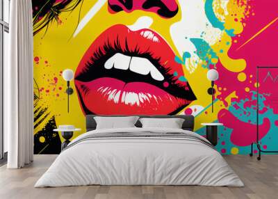 Pop Art Lips - Generative Ai Wall mural