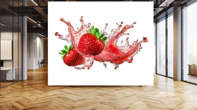 strawberry splash in water Wall mural