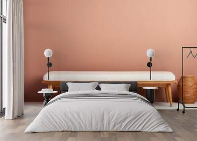 A clean minimalist wooden bed frame isolated on a brown gradient background  Wall mural