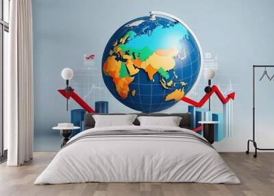 global business graph Wall mural