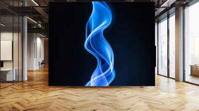 Blue spiral flame on black Wall mural