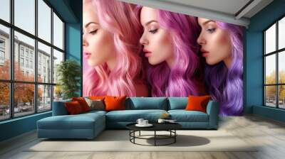 A group of women with different colored hair Wall mural