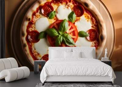 Pizza With Tomatoes and Mozzarella Wall mural