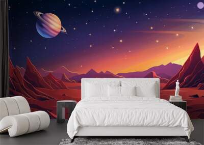 Night space game background, Illustration Wall mural