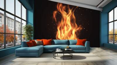 The Realistic burning fire flames, game element, Illustration  Wall mural