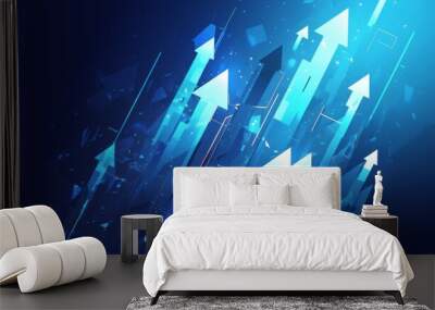 Arrows Pointing Upwards Against a Dark Blue Background: Symbolizing Growth and Progress in a Minimalistic Design Wall mural