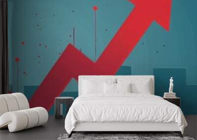 business graph with arrow Wall mural