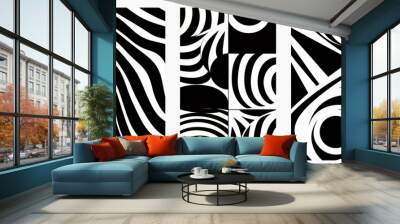 Set of 3 frame wall art with abstract black and white patterns, perfect for use in graphics Wall mural